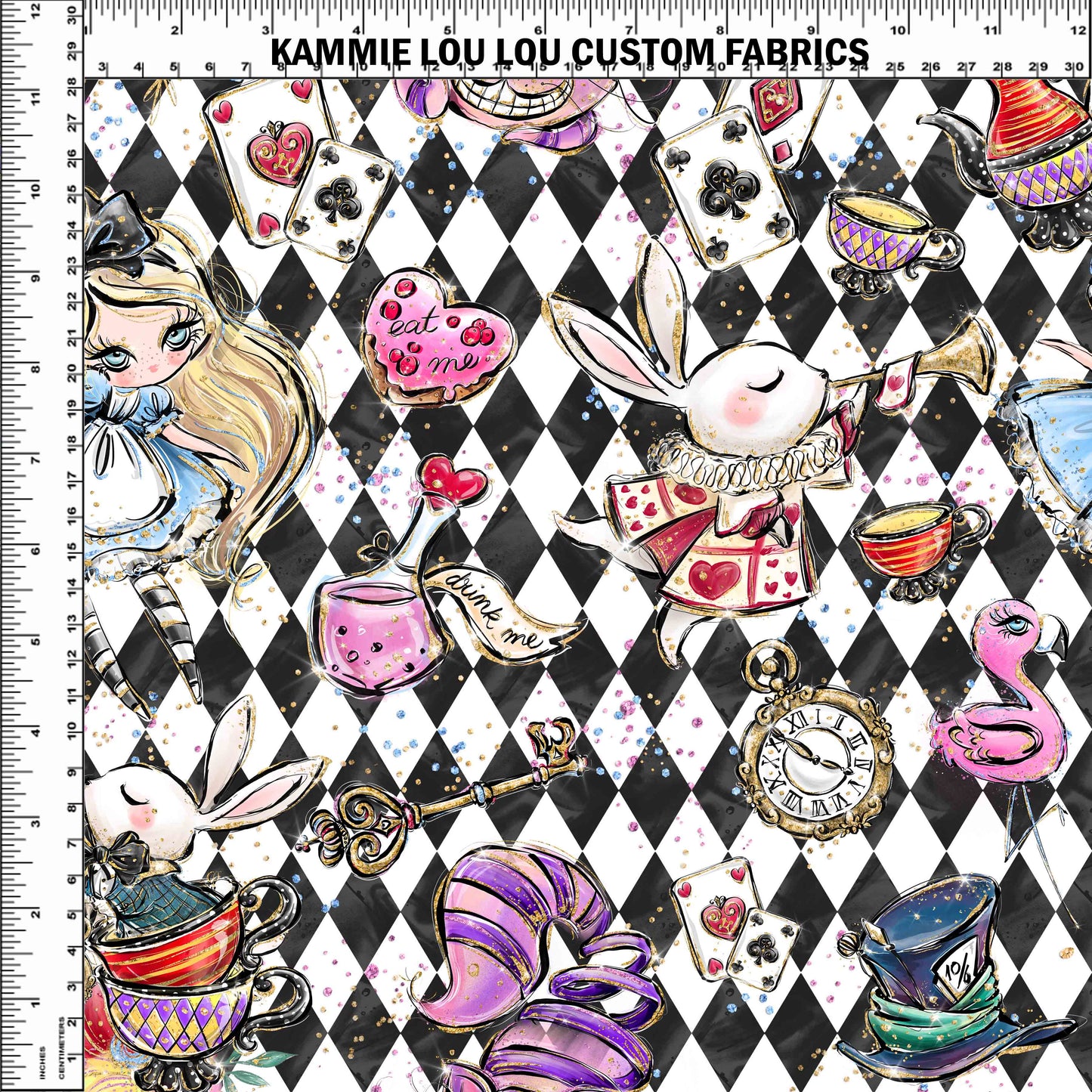 R107 Pre-Order Wonderland Tea Party - Main Toss -Black and White Harlequin - Regular Scale