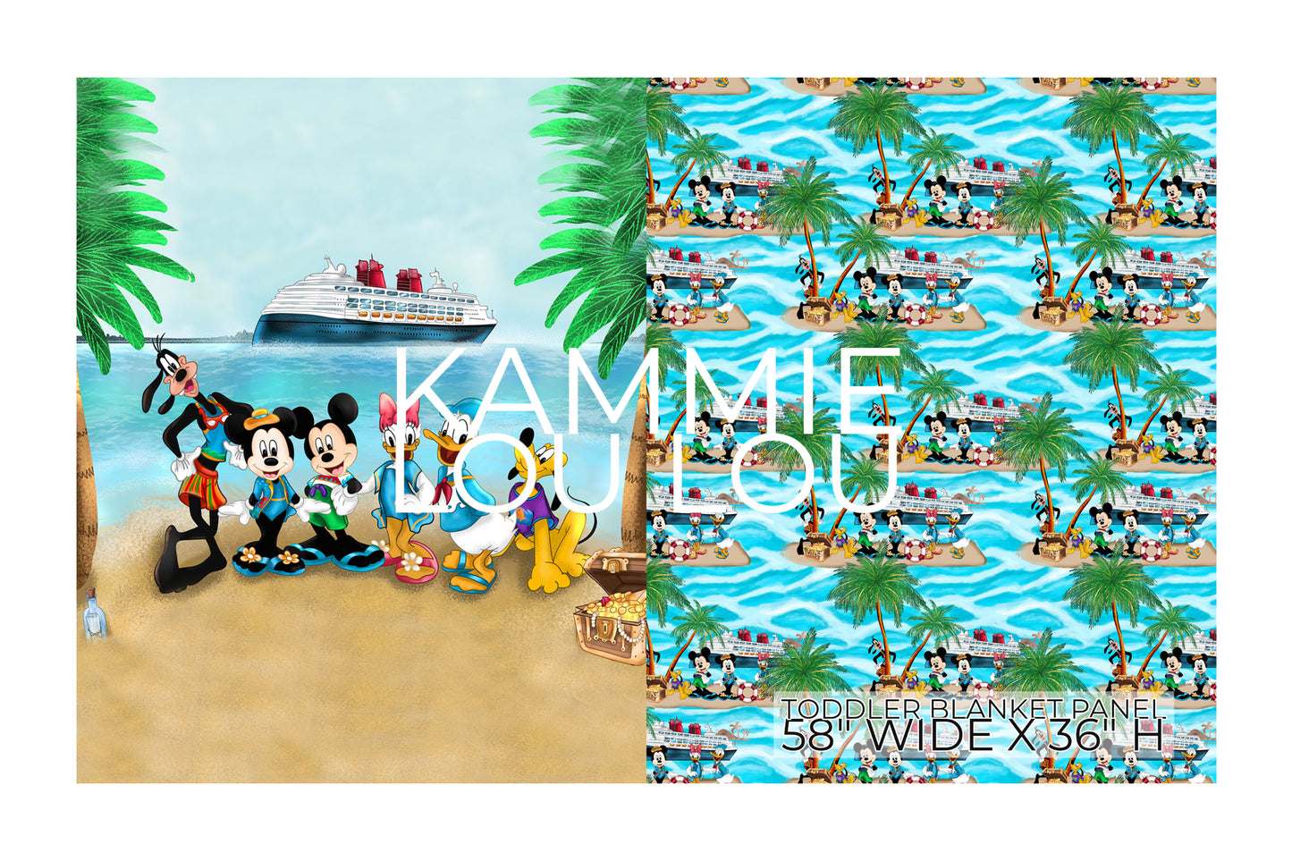 R122 Pre-Order: Blank-a-palooza - Beach Party - TODDLER BLANKET SET PANEL