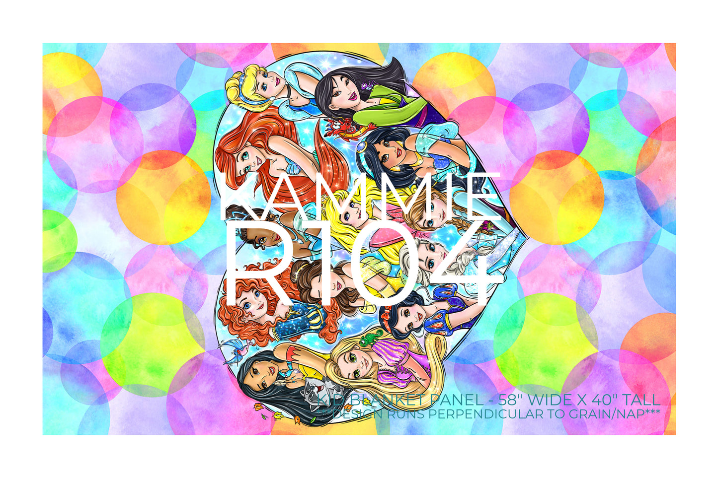 R122 Pre-Order: Blank-a-palooza - Princess Group - KID BLANKET PANEL (40H x 58W)