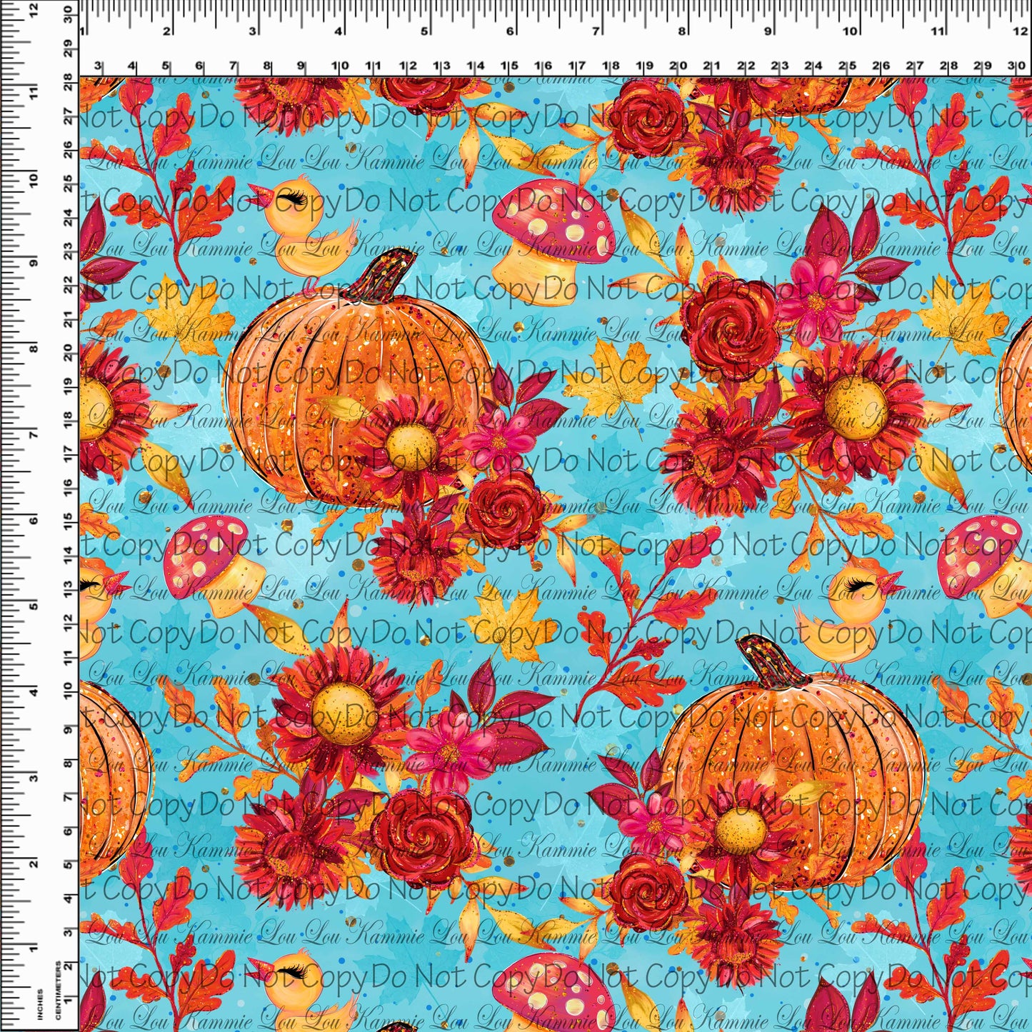 R117 Pre-Order Falling into Fall - Aqua Pumpkins Floral