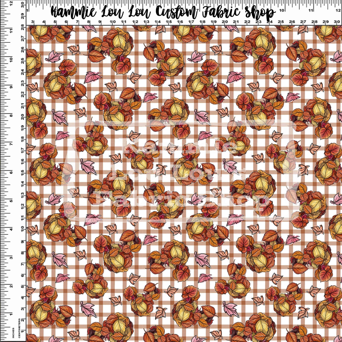 R120 Pre-Order Friendsgiving - Leaf Silhouettes on Plaid - Tiny Scale