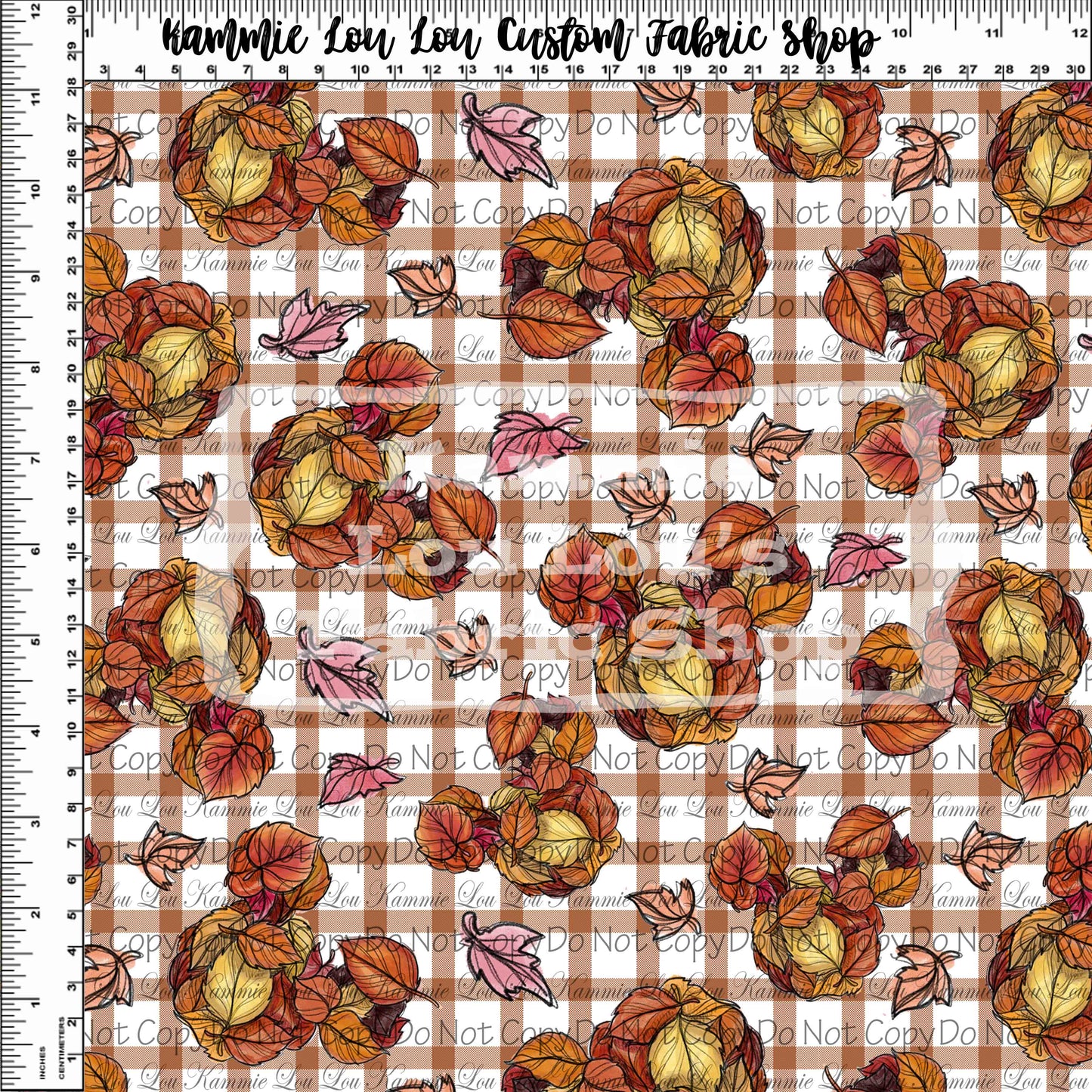 R120 Pre-Order Friendsgiving - Leaf Silhouettes on Plaid - Regular Scale