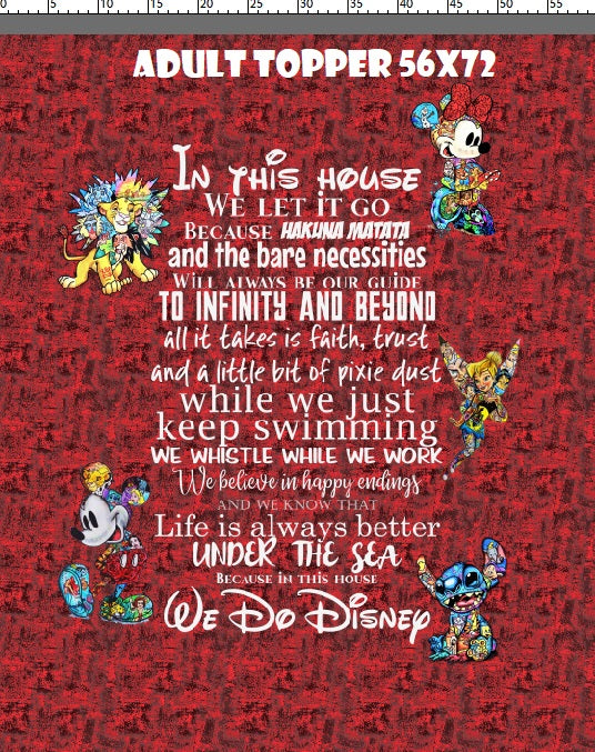 R122 Pre-Order: Blank-a-palooza - In This House RED - Adult Blanket Panel (58x72)