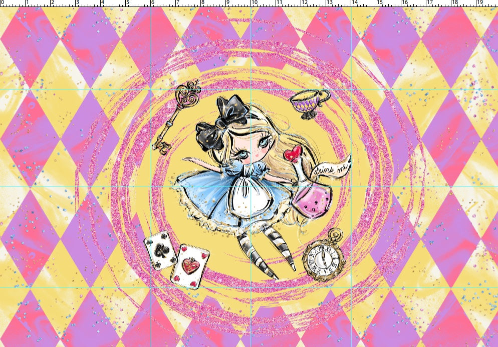 R107 Pre-Order Wonderland Tea Party - Panel 3 - Pastel Falling - KID