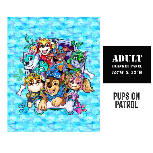 Pups on Patrol - Adult Blanket Panel 58W x 72H - DESIGN 1