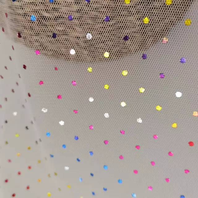 Tulle Pre-Order: Foil Mini Dots - Rainbow