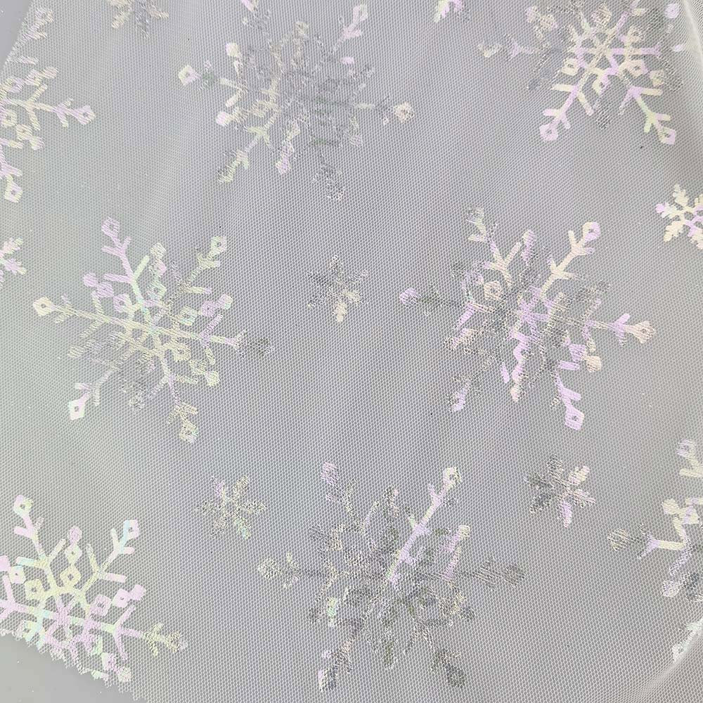 Tulle Pre-Order: Winter Irridescent Snowflakes on white
