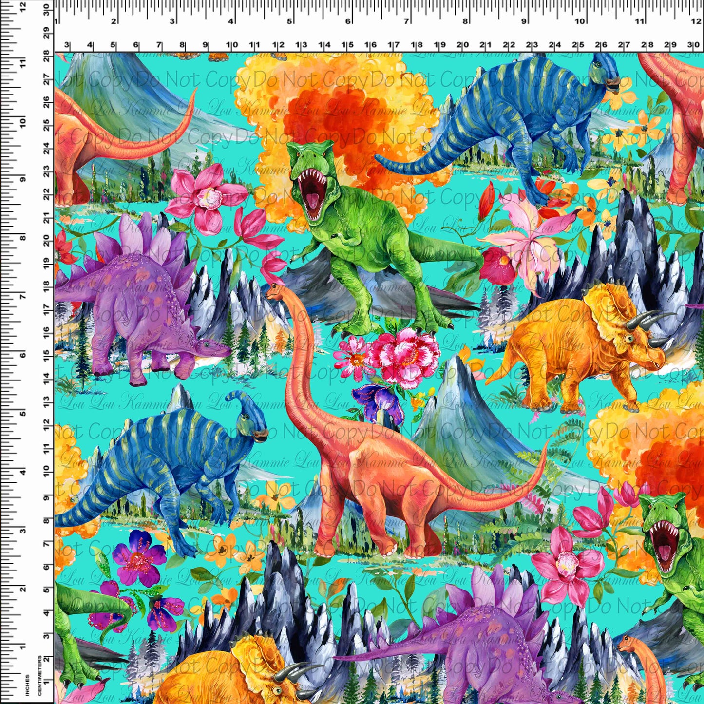 R108 Pre-Order Prehistoric Paradise - Main Design - Teal