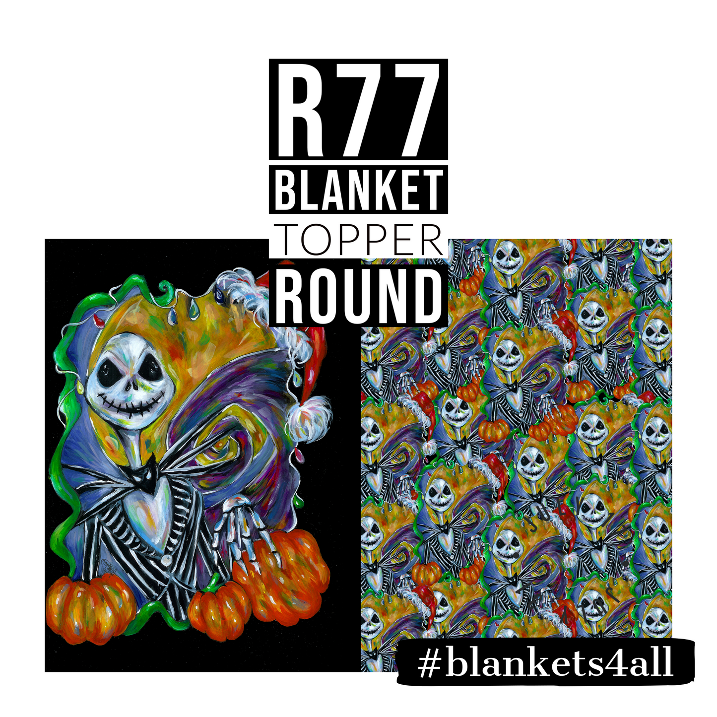 R122 Pre-Order: Blank-a-palooza - Skellington - TODDLER BLANKET SET PANEL