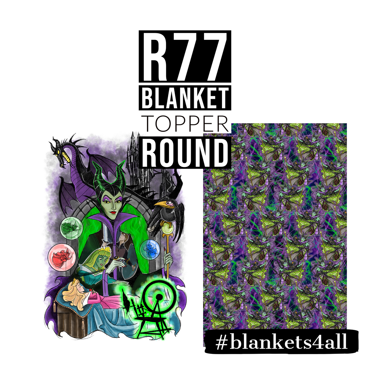 R122 Pre-Order: Blank-a-palooza - Sleep My Beauty Evil - TODDLER BLANKET SET PANEL