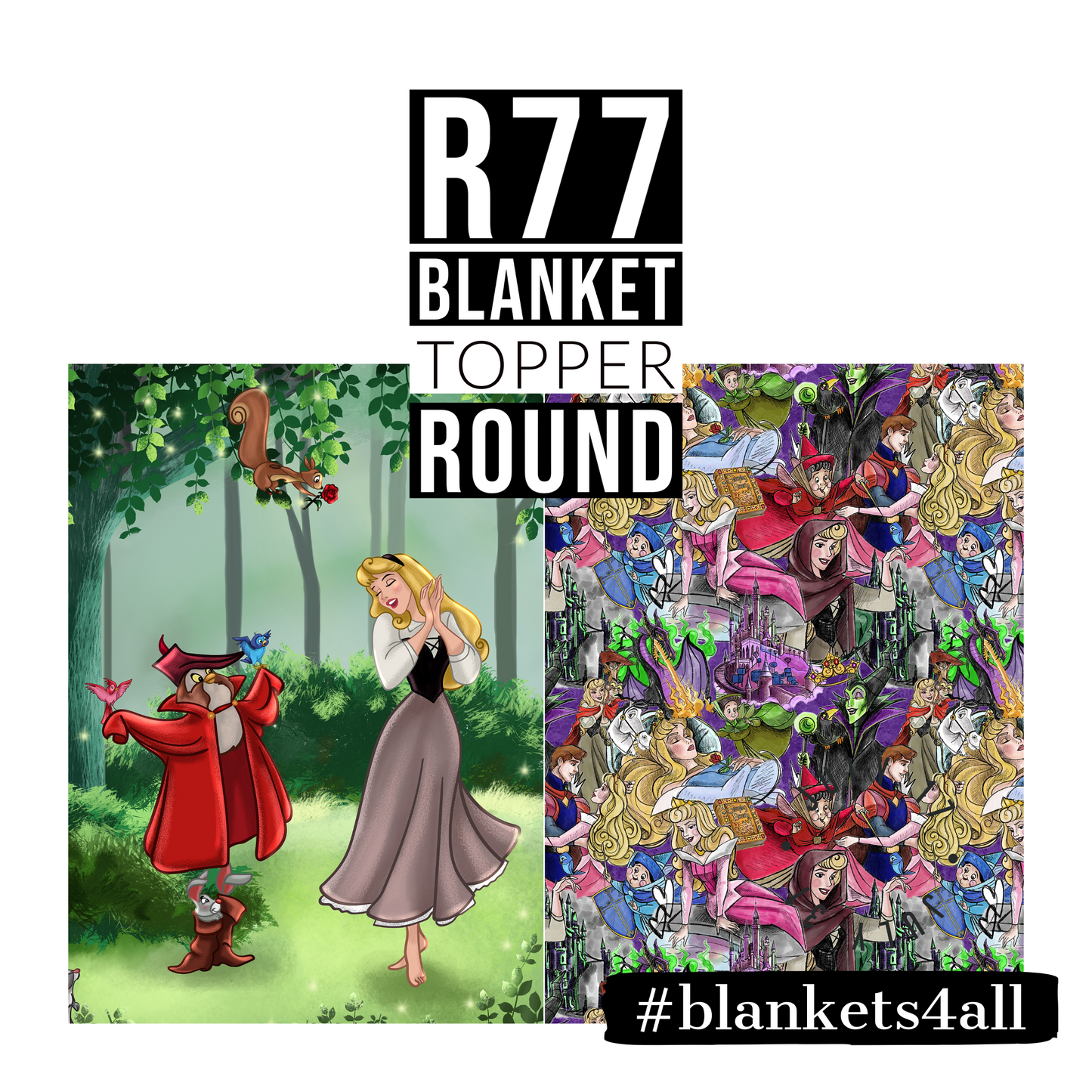 R122 Pre-Order: Blank-a-palooza - Sleep my Beauty Evil- TODDLER BLANKET SET PANEL