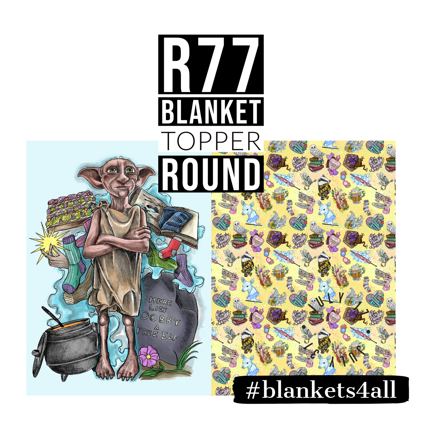R122 Pre-Order: Blank-a-palooza - Wizard World - DOO - TODDLER BLANKET SET PANEL