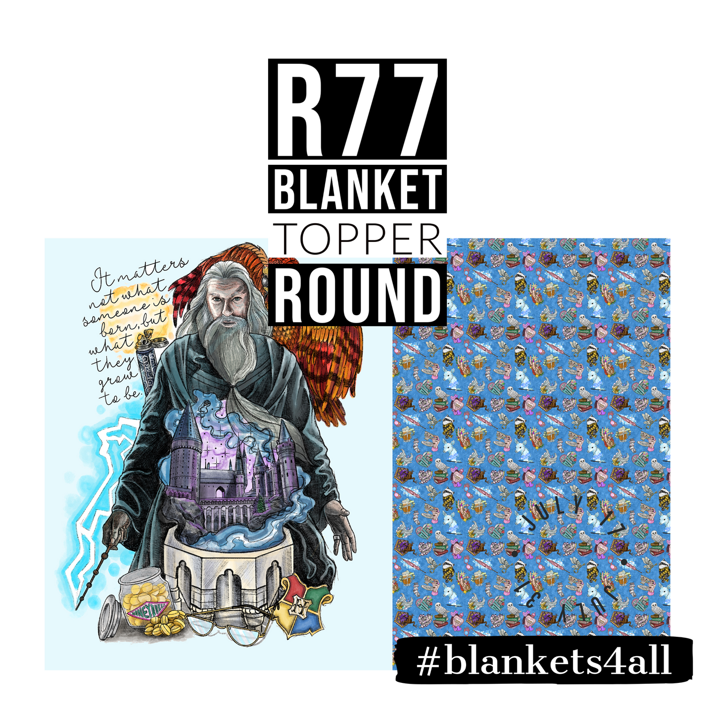 R122 Pre-Order: Blank-a-palooza - Wizard World - Dumble - TODDLER BLANKET SET PANEL