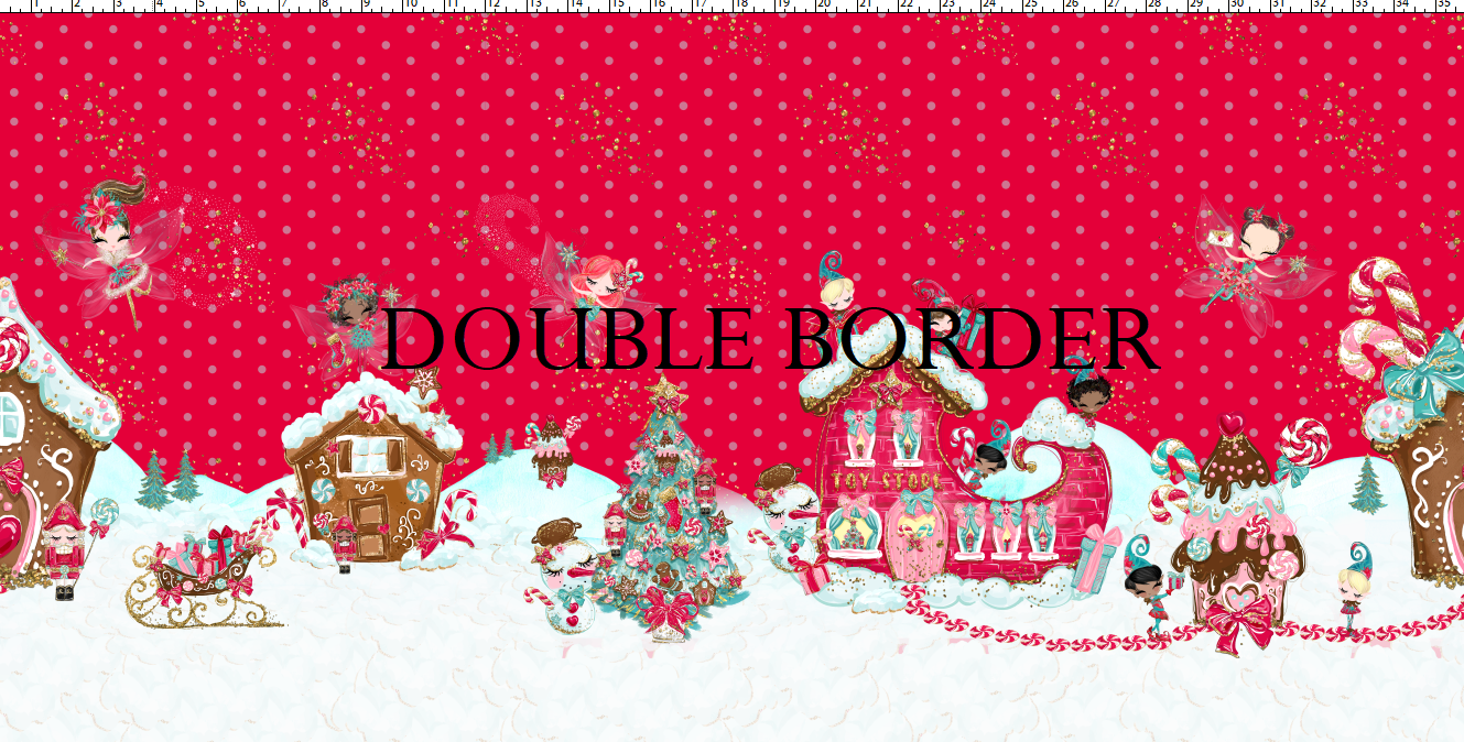 R124 Pre-Order Winter Wonderland -Double Border - Wonderland - RED