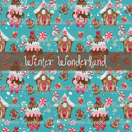 R124 Pre-Order Winter Wonderland - Gingerbread Houses - Teal