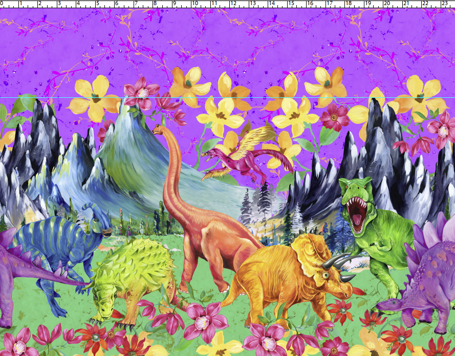 R108 Pre-Order Prehistoric Paradise - Double Border - Purple